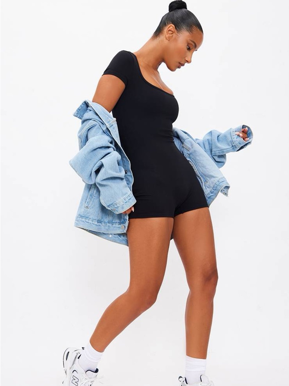 Short Sleeve Square Neck Romper Size XL